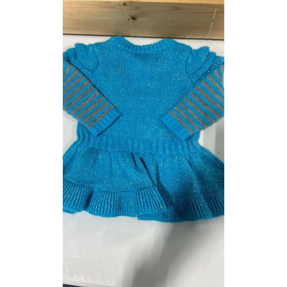 Little Lass 2 piece  outfit Size 12 months Blue and Gray Really Cute
